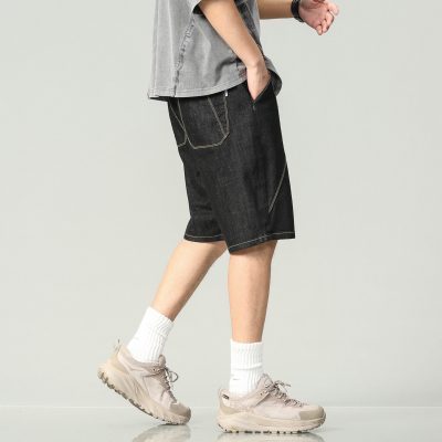 Quần Short Jean Nam Mập Lưng Thun Navy BS2198
