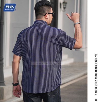Áo Sơ Mi Cho Nam Béo Navy BS2031