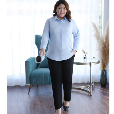 Áo Sơ Mi Big Size Nữ Tay Dài Navy BSN419