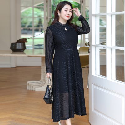 Áo Đầm Cho Người Béo Navy BSN446