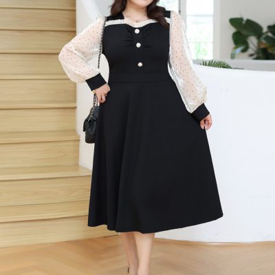 Váy Đầm Ngoại Cỡ Navy BSN438