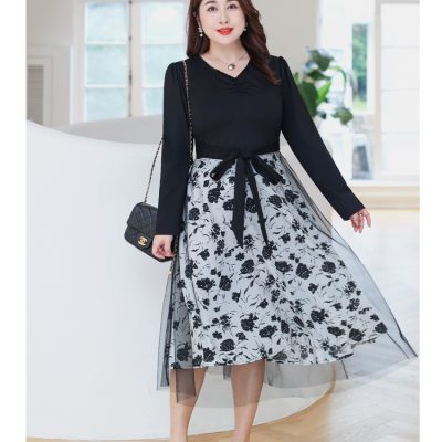 Áo Đầm Cho Người Béo Navy BSN444