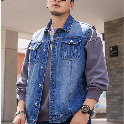 Áo Khoác Jean Ba Lỗ Nam Mập Navy BS2481