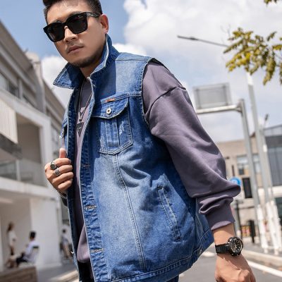 Áo Khoác Jean Ba Lỗ Nam Mập Navy BS2481