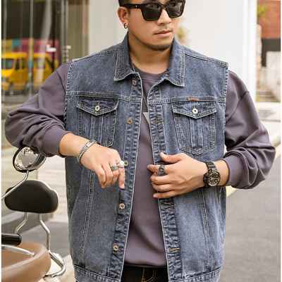 Áo Khoác Jean Ba Lỗ Nam Mập Navy BS2481
