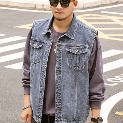 Áo Khoác Jean Ba Lỗ Nam Mập Navy BS2481