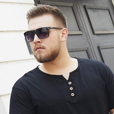 Áo thun cổ tim big size có nút Navy BS2441