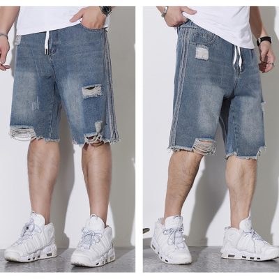 Quần Short Jeans Big Size Lưng Thun Navy BS2559