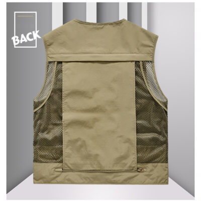 Áo Ghi Lê Cổ Chữ V S-6XL Nhiều Túi Hoạt Động Ngoài Trời , Câu Cá , Lớp Lót Lưới Thoáng Mát Thương Hiệu Navy BS3283 – Màu Trắng Đục