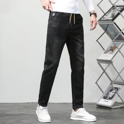 Quần Jeans Nam Cạp Chun Co Giãn Có Dây Rút Size Lớn Vừa Vặn Cho Nam, Quần Jeans Nam Công Sở Size Lớn Navy BS3245