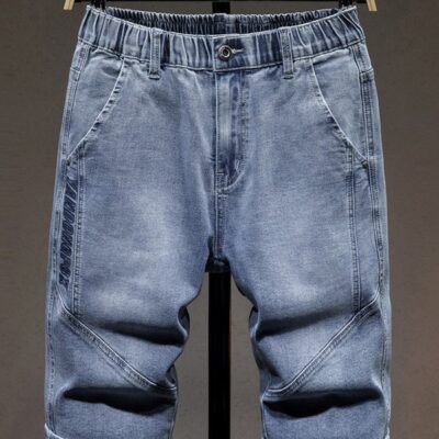 Quần Jeans Nam Lưng Thun Ngắn, Quần Shorts Jeans Co Giãn Thoải Mái Navy BS3251-Xanh
