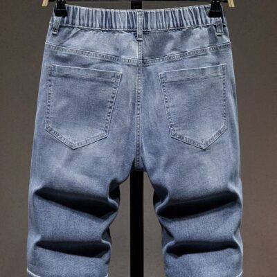 Quần Jeans Nam Lưng Thun Ngắn, Quần Shorts Jeans Co Giãn Thoải Mái Navy BS3251-Xanh