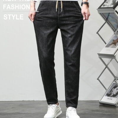 Quần Jeans Nam Cạp Chun Co Giãn Có Dây Rút Size Lớn Vừa Vặn Cho Nam, Quần Jeans Nam Công Sở Size Lớn Navy BS3245