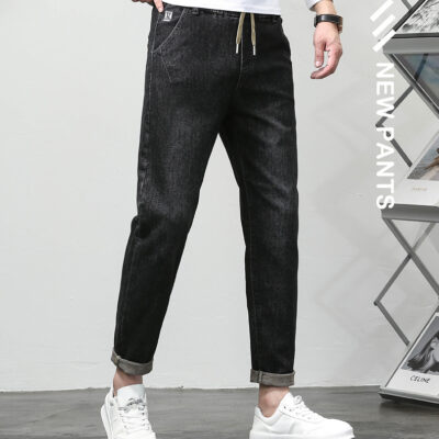 Quần Jeans Nam Cạp Chun Co Giãn Có Dây Rút Size Lớn Vừa Vặn Cho Nam, Quần Jeans Nam Công Sở Size Lớn Navy BS3245