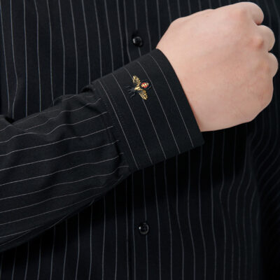 Áo Sơ Mi Nam Mập XL-8XL Thêu Logo Sọc Đen Tay Dài Mỏng Mát Thoáng Khí Thương Hiệu Navy BS3279 – Màu Trắng