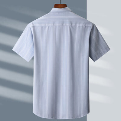 Áo Sơ Mi Cỡ Lớn XL-8XL Tay Ngắn Mỏng Mát Thoáng Khí Sọc Đứng Thương Hiệu Navy BS3280 – Màu Xám