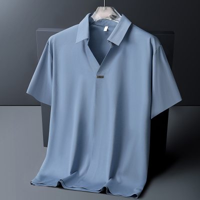 Áo Cổ Trụ Nam Cổ Cách Điệu Đủ Size M- 8XL Vải Thun Lạnh Thể Thao Chống Nhăn Mõng Mát Co Giãn Thương Hiệu Navy BS3350-Màu Xanh Navy