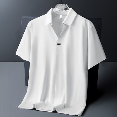 Áo Cổ Trụ Nam Cổ Cách Điệu Đủ Size M- 8XL Vải Thun Lạnh Thể Thao Chống Nhăn Mõng Mát Co Giãn Thương Hiệu Navy BS3350-Màu Xanh Navy