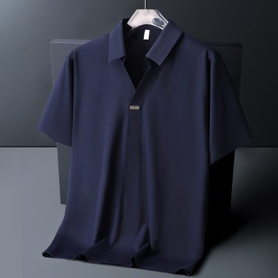 Áo Cổ Trụ Nam Cổ Cách Điệu Đủ Size M- 8XL Vải Thun Lạnh Thể Thao Chống Nhăn Mõng Mát Co Giãn Thương Hiệu Navy BS3350-Màu Xanh Navy