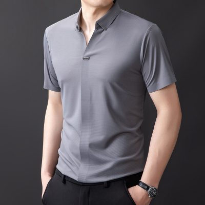 Áo Thun Nam Big Size Cổ Cách Điệu Cá Tính Vải Thun Thể Thao Mỏng Mát Co Giãn Thương Hiệu Navy BS3348-Màu Kaki