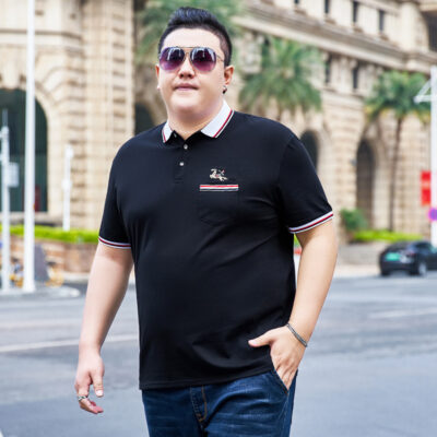 Áo Thun Cổ Trụ Big Size Nam Vải Cotton Mềm Mại Thoáng Mát Thấm Hút Mồ Hôi Thương Hiệu Navy BS3333 – DX100 Đen