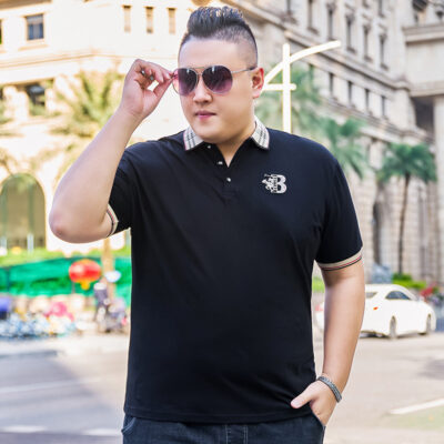 Áo Thun Cổ Trụ Big Size Nam Vải Cotton Mềm Mại Thoáng Mát Thấm Hút Mồ Hôi Thương Hiệu Navy BS3333 – DX100 Đen
