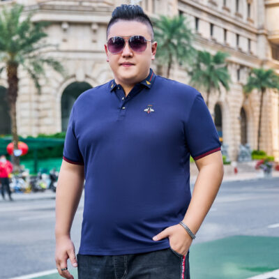 Áo Thun Cổ Trụ Big Size Nam Vải Cotton Mềm Mại Thoáng Mát Thấm Hút Mồ Hôi Thương Hiệu Navy BS3333 – DX100 Đen