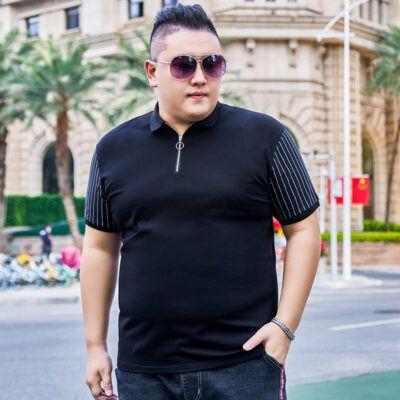 Áo Thun Cổ Trụ Big Size Nam Vải Cotton Mềm Mại Thoáng Mát Thấm Hút Mồ Hôi Thương Hiệu Navy BS3333 – DX100 Đen