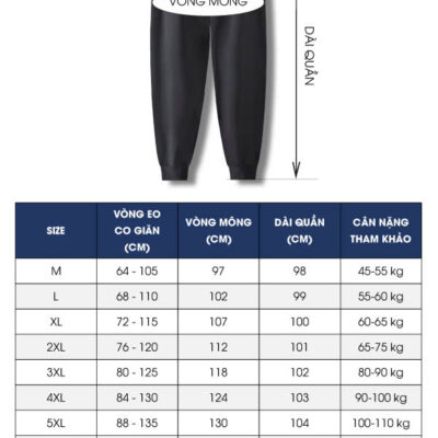 Quần Jogger Nam Dáng Rộng Big Size Navy BSX1624: Thoải mái & Phong cách trong từng bước đi