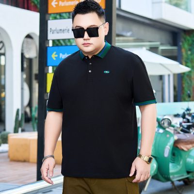 Áo Phông Cỡ Lớn Cổ Bẻ Tay Ngắn Vải Cotton Mịn Mát Co Giãn BS3400 Màu Đen