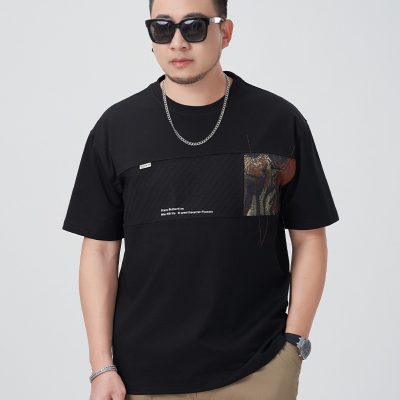 Áo Thun Big Size In Hình Cá Tính Vải Cotton Co Giãn BS3378 Màu Đen