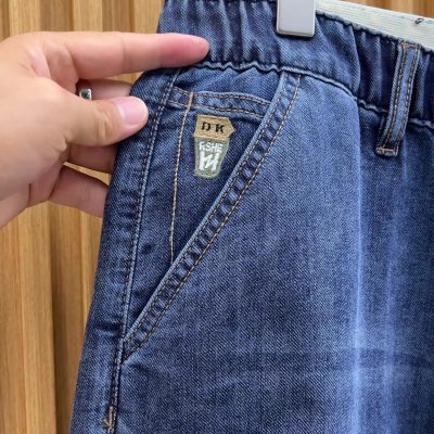 Quần Short Lửng Cho Nam Béo Dáng Rộng Thoải Mái Vải Denim Mềm Co Giãn BS3385 Màu Xanh Đen