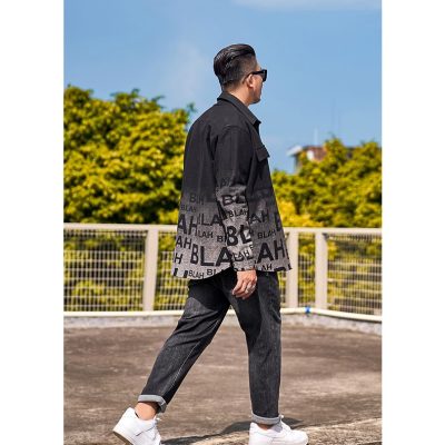 Áo Khoác Denim Cở Lớn In Họa Tiết Cá Tính BS3379 Đen