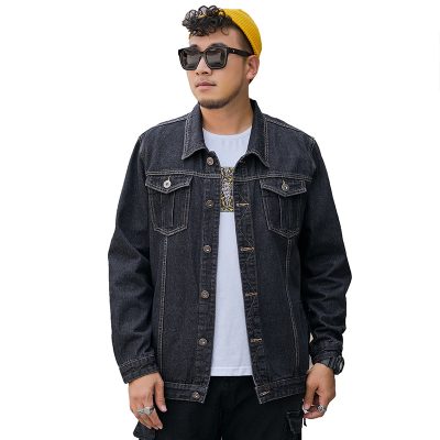 Áo Khoác Denim Nam Mập Kiểu Mỹ Vải Jean Dày Mềm Form Rộng BS3401 7081 Màu Đen