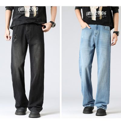 Quần Jean Nam Size Lớn Kiểu Mỹ ống Rộng Loe Nhẹ BS3373 Đen