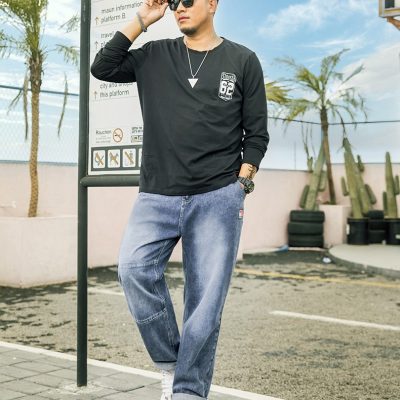 Quần Bò Nam Cỡ Lớn Ống Rộng Hiện Đại Vải Mềm Mịn Co Giãn Nhẹ BS3375 Xanh Nhạt