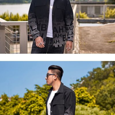 Áo Khoác Denim Cở Lớn In Họa Tiết Cá Tính BS3379 Đen