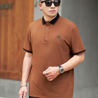 Áo Thun Cổ Bẻ Cở Lớn Vải Cá Sấu Cotton 100% Co Giãn Thoải Mái BS3381 Màu Đen