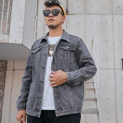 Áo Khoác Denim Nam Mập Kiểu Mỹ Vải Jean Dày Mềm Form Rộng BS3401 7081 Màu Đen