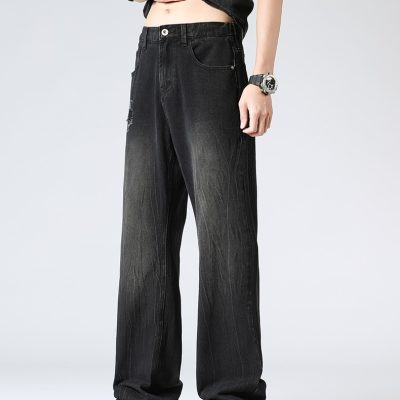 Quần Jean Nam Size Lớn Kiểu Mỹ ống Rộng Loe Nhẹ BS3373 Đen