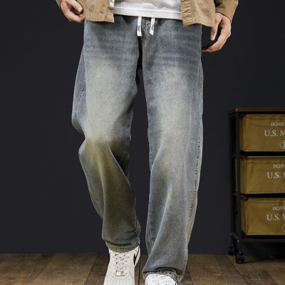 Quần Bò Nam Ống Rộng Size Lớn Vải Mềm Co Giãn Nhẹ Thoải Mái BS3374 Xanh Lam Cổ Điển