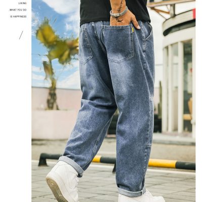 Quần Bò Nam Cỡ Lớn Ống Rộng Hiện Đại Vải Mềm Mịn Co Giãn Nhẹ BS3375 Xanh Nhạt