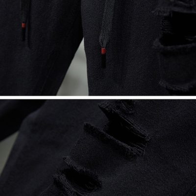 Quần Bò Rách Cho Nam Béo Quần Lưng Thun Ống Nhỏ Vải Mềm Co Giãn Nhẹ BS3391 Trắng