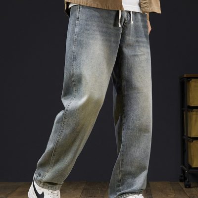 Quần Bò Nam Ống Rộng Size Lớn Vải Mềm Co Giãn Nhẹ Thoải Mái BS3374 Xanh Lam Cổ Điển