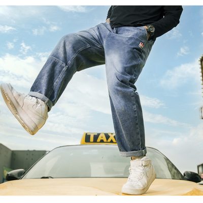 Quần Bò Nam Cỡ Lớn Ống Rộng Hiện Đại Vải Mềm Mịn Co Giãn Nhẹ BS3375 Xanh Nhạt