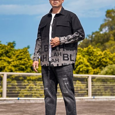 Áo Khoác Denim Cở Lớn In Họa Tiết Cá Tính BS3379 Đen