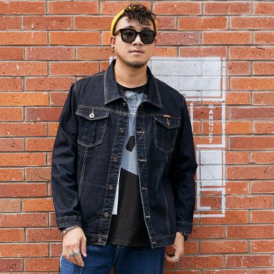 Áo Khoác Denim Nam Mập Kiểu Mỹ Vải Jean Dày Mềm Form Rộng BS3401 7081 Màu Đen