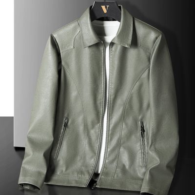 Áo Khoác Da Cở Lớn Kiểu Hàn Quốc Da PU BS3410 JK20 Mỏng Màu Xanh Lá Cây