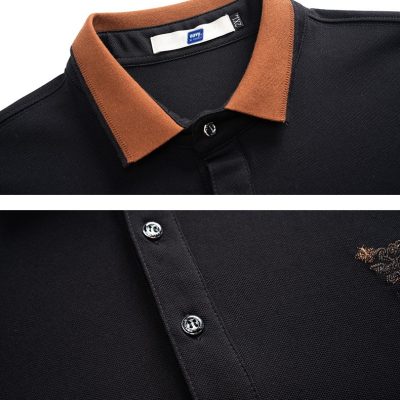 Áo Thun Cổ Bẻ Cở Lớn Vải Cá Sấu Cotton 100% Co Giãn Thoải Mái BS3381 Màu Đen