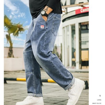 Quần Bò Nam Cỡ Lớn Ống Rộng Hiện Đại Vải Mềm Mịn Co Giãn Nhẹ BS3375 Xanh Nhạt